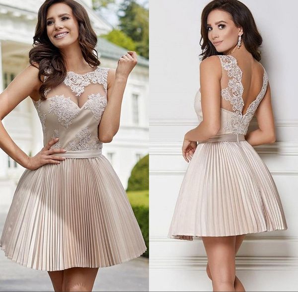 sheer jewel neck cocktail dresses lace appliques pleats a line girls homecoming dress mini skirt party gown bc1444, Black
sheer jewel neck cocktail dresses lace appliques pleats a line girls homecoming dress mini skirt party gown bc1444, Black
