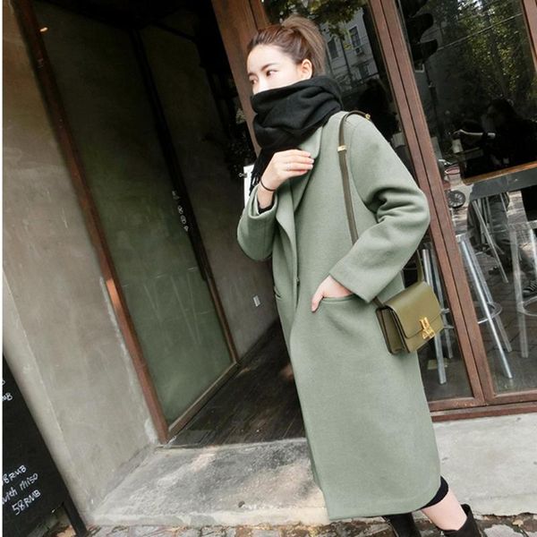over-knee length thickened woolen overcoat long-sleeved outerwear for women slim autumn & winter oat with turn-down collar, Black
over-knee length thickened woolen overcoat long-sleeved outerwear for women slim autumn & winter oat with turn-down collar, Black