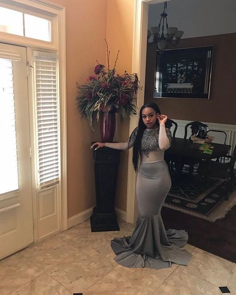 gray appliqued mermaid prom dresses 2019 long sleeve sheer lace evening formal party gown black girl african pageant dress custom made
gray appliqued mermaid prom dresses 2019 long sleeve sheer lace evening formal party gown black girl african pageant dress custom made