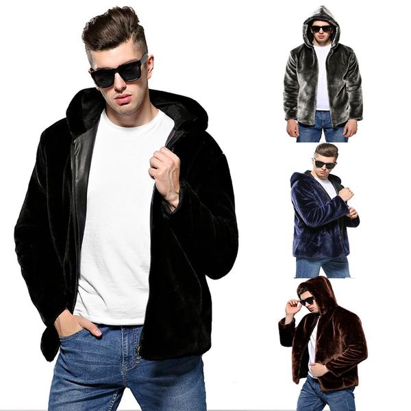 kuulee men fashion thicken hoodie coat artificial hair solid color loose warm jacket overcoat, Black
kuulee men fashion thicken hoodie coat artificial hair solid color loose warm jacket overcoat, Black