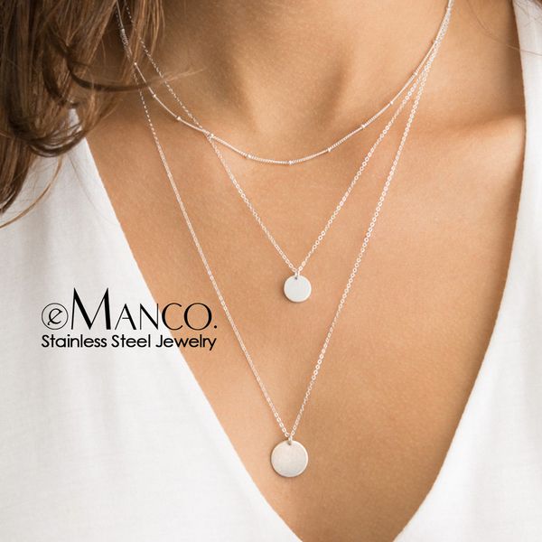 e-manco por muito tempo em camadas colar de mulheres charme colar de aço inoxidável cadeia pingente para as mulheres, Silver
e-manco por muito tempo em camadas colar de mulheres charme colar de aço inoxidável cadeia pingente para as mulheres, Silver