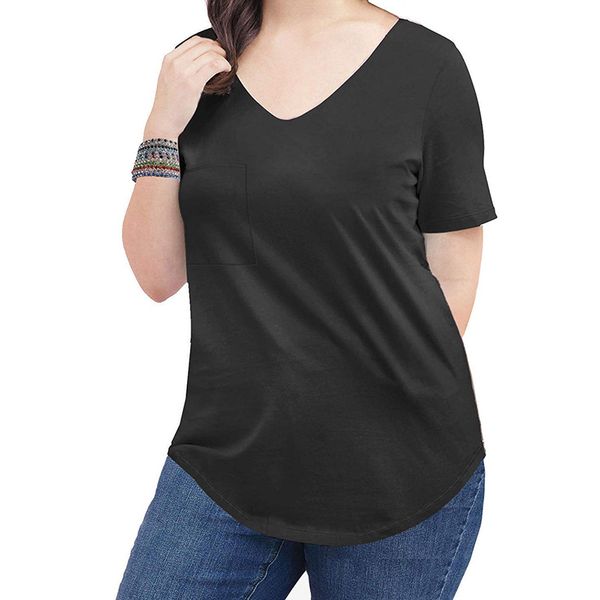 women's plus size v-neck short sleeve casual curve hem gig size female t-shirt tee solid color fashion summer, White
women's plus size v-neck short sleeve casual curve hem gig size female t-shirt tee solid color fashion summer, White