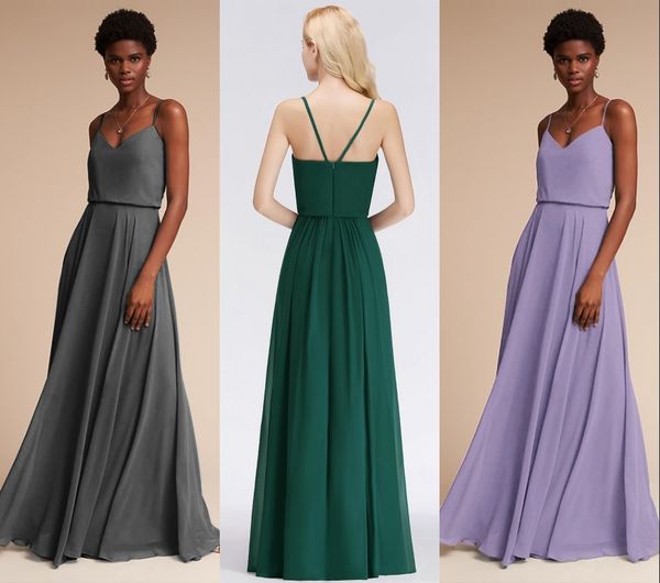 dark geen spaghetti straps chiffon bohemia long bridesmaid dresses 2019 ruched floor length wedding guest maid of honor dresses dh0001, White;pink