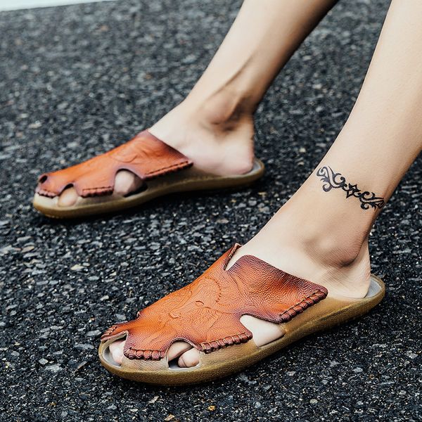 2019 summer first layer cowhide slippers for men men breathable beach sandals shoes men's flats casual shoes, Black
2019 summer first layer cowhide slippers for men men breathable beach sandals shoes men's flats casual shoes, Black