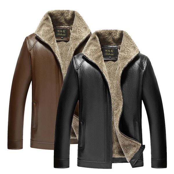 middle-aged leather coat men's brushed and thick warm leather jacket zip-up jacket trade fair, Black
middle-aged leather coat men's brushed and thick warm leather jacket zip-up jacket trade fair, Black