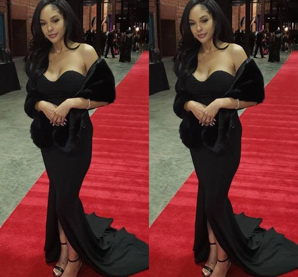 simple elegant high side split black mermaid evening dresses floor length formal dress eveingwear floor length vestido festa, Black;red
simple elegant high side split black mermaid evening dresses floor length formal dress eveingwear floor length vestido festa, Black;red