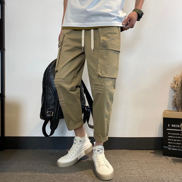 ripped drawstring casual pants men's fashion solid color multi-pocket overalls men streetwear wild hip-hop loose trousers mens, Black
ripped drawstring casual pants men's fashion solid color multi-pocket overalls men streetwear wild hip-hop loose trousers mens, Black