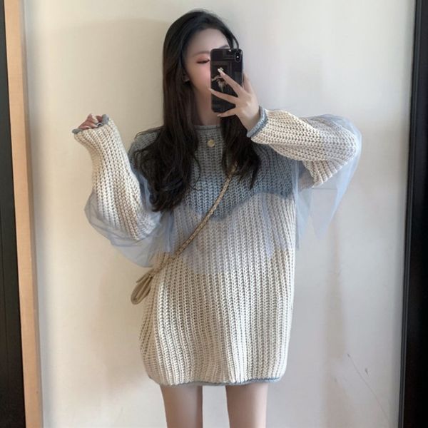 so stylish sweater color block women knitted mesh patchwork fashion long pullover pull femme jersey mujer, White;black
so stylish sweater color block women knitted mesh patchwork fashion long pullover pull femme jersey mujer, White;black