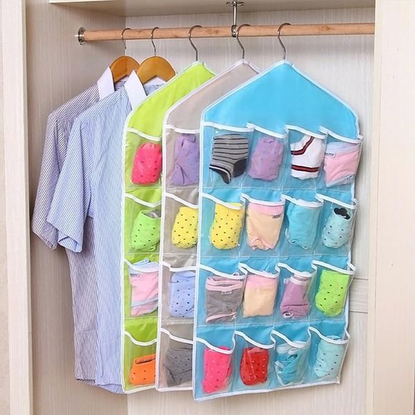 16 pockets closet multi-role hanging bag hanging storage bag wall-mounted bra sock organiser
16 pockets closet multi-role hanging bag hanging storage bag wall-mounted bra sock organiser