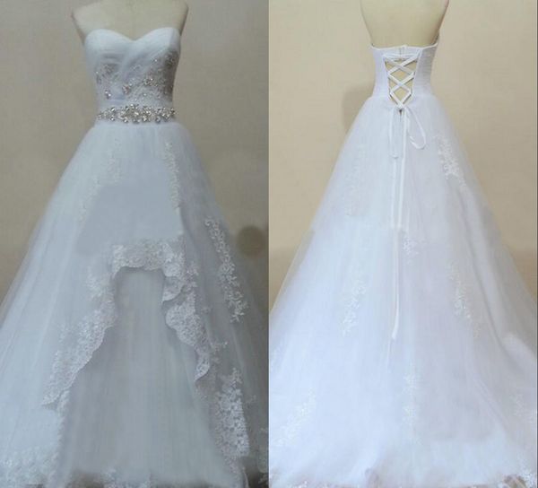 glitter crystal wedding dress real p a line sweetheart lace applique beaded court train wedding dress bridal gowns new, White
glitter crystal wedding dress real p a line sweetheart lace applique beaded court train wedding dress bridal gowns new, White