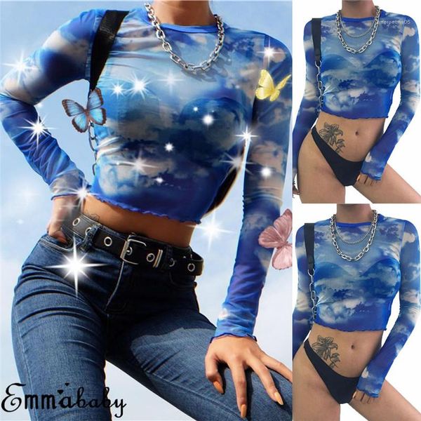 fashion blue sky and white cloud printed skinny cauze tees summer short tees see through crop for women
fashion blue sky and white cloud printed skinny cauze tees summer short tees see through crop for women