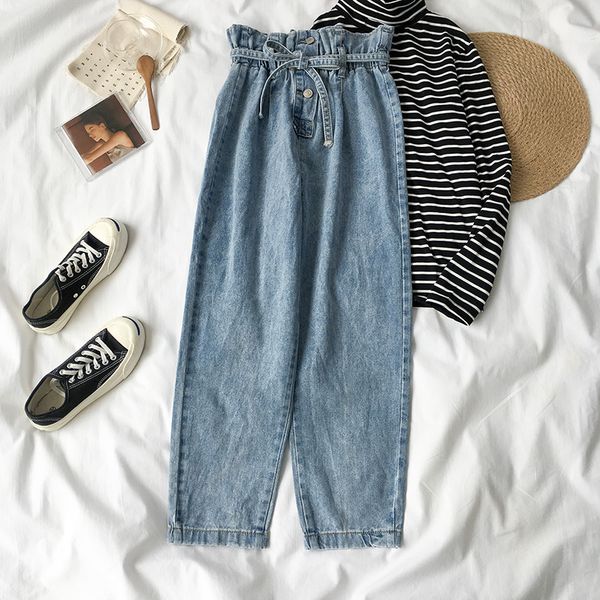 korean fashion blue jeans woman vintage washed high waist jeans female casual loose elastic waist pockets denim pants woman
korean fashion blue jeans woman vintage washed high waist jeans female casual loose elastic waist pockets denim pants woman