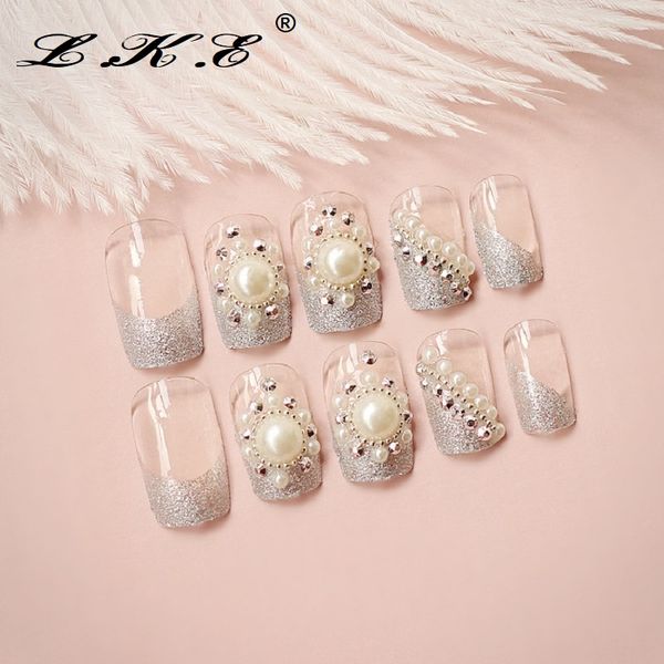 lke 24pcs/set full nail tips artificial false nails white pearl nail stickers for wedding or party with glue pre designed, Red;gold
lke 24pcs/set full nail tips artificial false nails white pearl nail stickers for wedding or party with glue pre designed, Red;gold