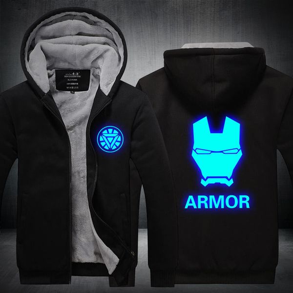 2019 new winter jackets coats iron man hoodies anime armor luminous thick zipper comfortable warm men sweatshirt, Black 
2019 new winter jackets coats iron man hoodies anime armor luminous thick zipper comfortable warm men sweatshirt, Black