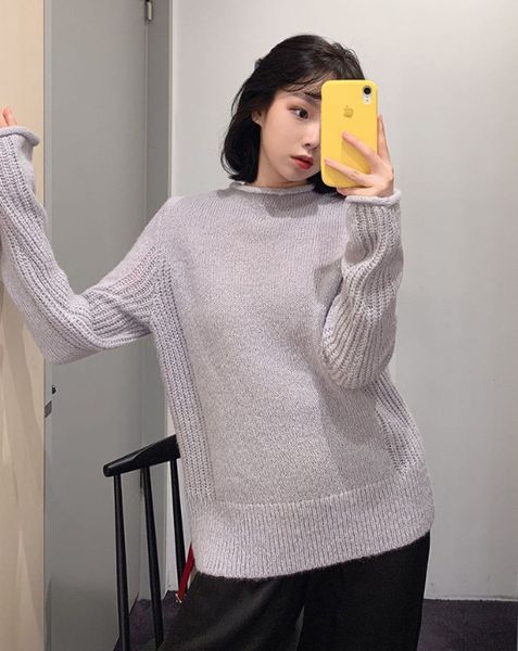 grey knitted sweater women long sleeve knitwear autumn casual solid color knitted pullover, White;black
grey knitted sweater women long sleeve knitwear autumn casual solid color knitted pullover, White;black