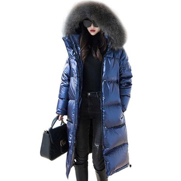 thick women winter coat white duck down glossy big fur hooded parkas lady warm blue/silver coat with european and american style, Black
thick women winter coat white duck down glossy big fur hooded parkas lady warm blue/silver coat with european and american style, Black