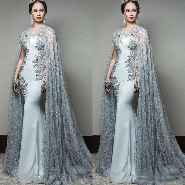 Newest 2019 Arabic Mermaid Prom Dresses With Cape Sleeves Jewel Neck Formal Evening Wear Sequined Sweep Train Celebrity Party Gowns
Newest 2019 Arabic Mermaid Prom Dresses With Cape Sleeves Jewel Neck Formal Evening Wear Sequined Sweep Train Celebrity Party Gowns