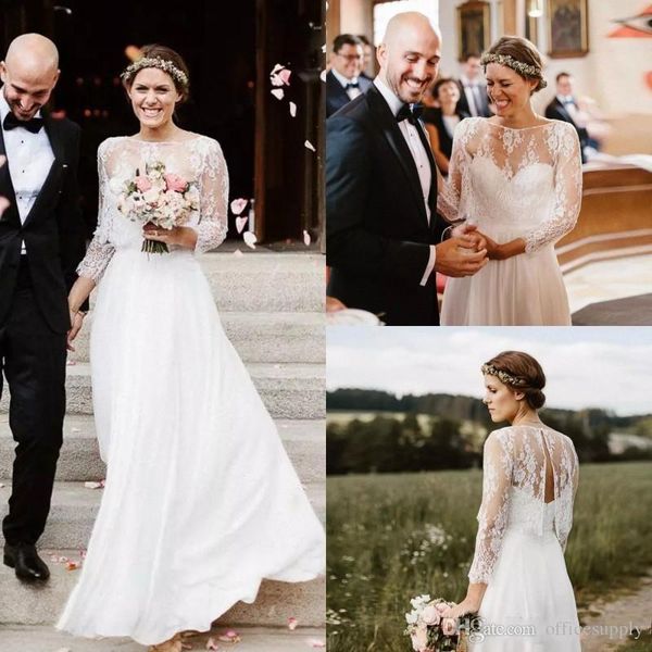 2020 lace beach wedding dresses plus size long sleeves chiffon illusion backless bohemian wedding dress bridal gowns robes de mariée, White
2020 lace beach wedding dresses plus size long sleeves chiffon illusion backless bohemian wedding dress bridal gowns robes de mariée, White