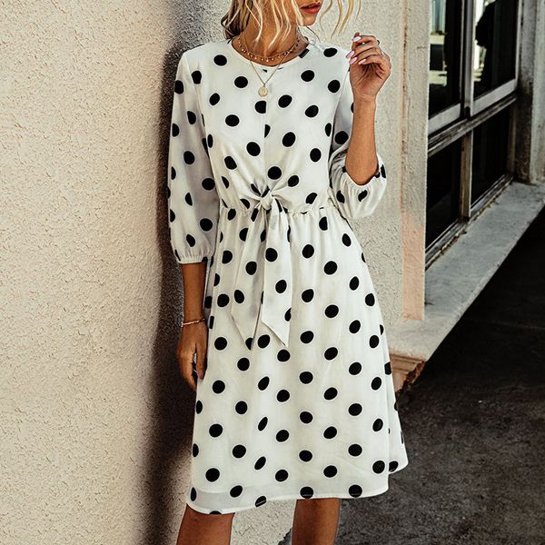 summer dress women casual o-neck pleated party dress female dot print 3/4 sleeve midi black white vestidos dr1976, Black;gray
summer dress women casual o-neck pleated party dress female dot print 3/4 sleeve midi black white vestidos dr1976, Black;gray