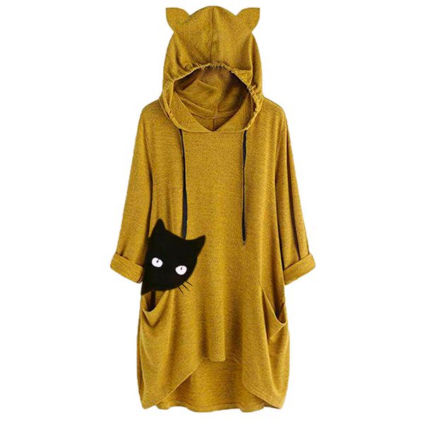 new women casual sweatshirt 2019 print cat ear hooded long sleeves pocket fall blouse shirt loose large size t shirt dress, White
new women casual sweatshirt 2019 print cat ear hooded long sleeves pocket fall blouse shirt loose large size t shirt dress, White