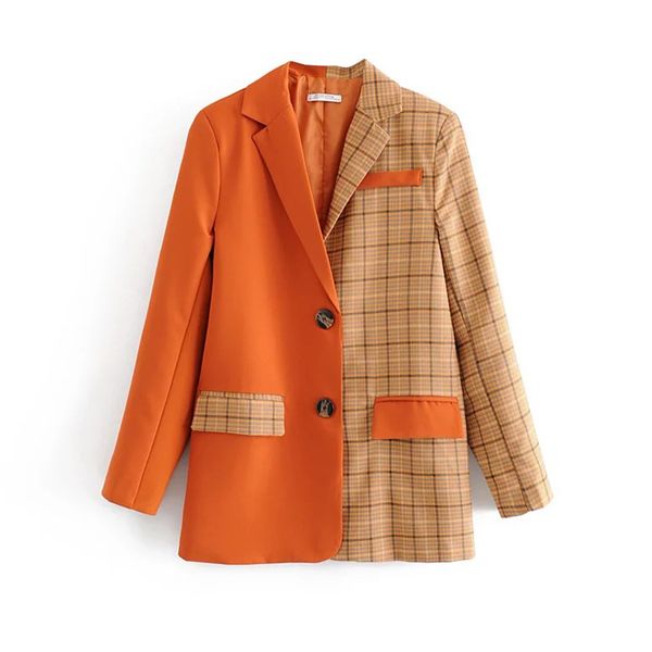 women's jackets plaid stitching suit blazer jacket women fashion long sleeve coat elegant single breasted suits female ladies, Black;brown
women's jackets plaid stitching suit blazer jacket women fashion long sleeve coat elegant single breasted suits female ladies, Black;brown