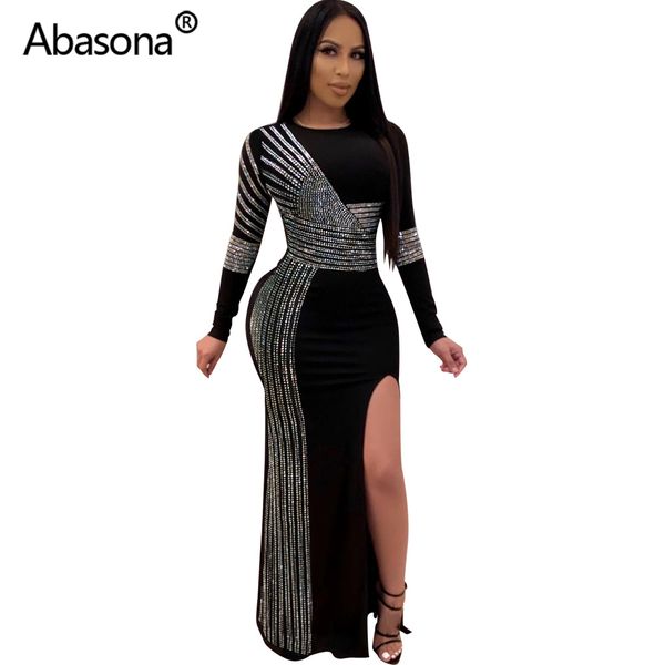 abasona plus size 2020 women summer diamonds rhinestone bodycon maxi dress split full sleeve long party dresses night club, Black;gray
abasona plus size 2020 women summer diamonds rhinestone bodycon maxi dress split full sleeve long party dresses night club, Black;gray