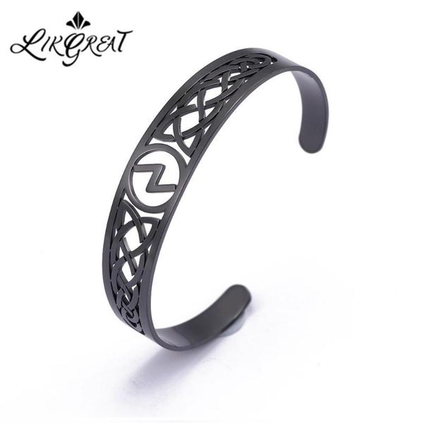 likgreat vintage viking runes charm bangles for man women celtics knot hollow stainless steel golden open jewelry, Black
likgreat vintage viking runes charm bangles for man women celtics knot hollow stainless steel golden open jewelry, Black
