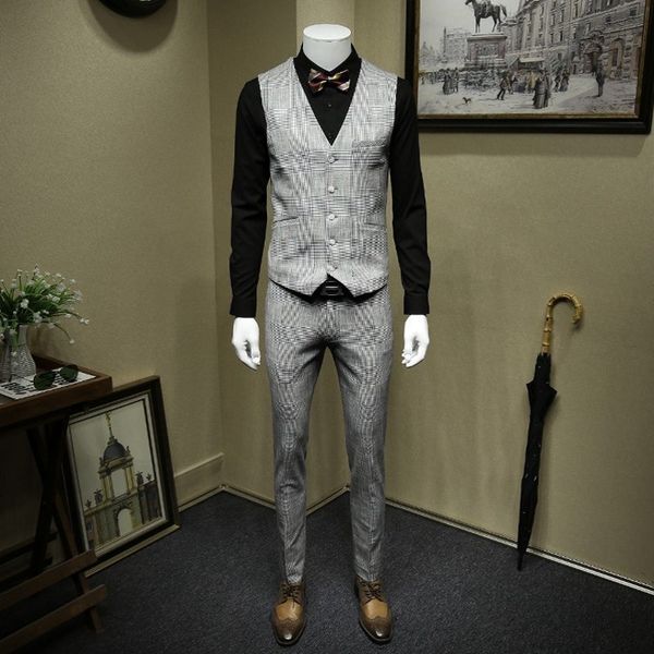 england style white and black plaid business gentleman blazer suit vintage double breasted wedding dress smart casual 3pcs sets, White;black
england style white and black plaid business gentleman blazer suit vintage double breasted wedding dress smart casual 3pcs sets, White;black