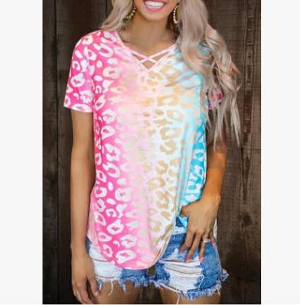 big size summer fashion tie dye women shirts short sleeve colorful cross neck lady leopard shirts, White
big size summer fashion tie dye women shirts short sleeve colorful cross neck lady leopard shirts, White