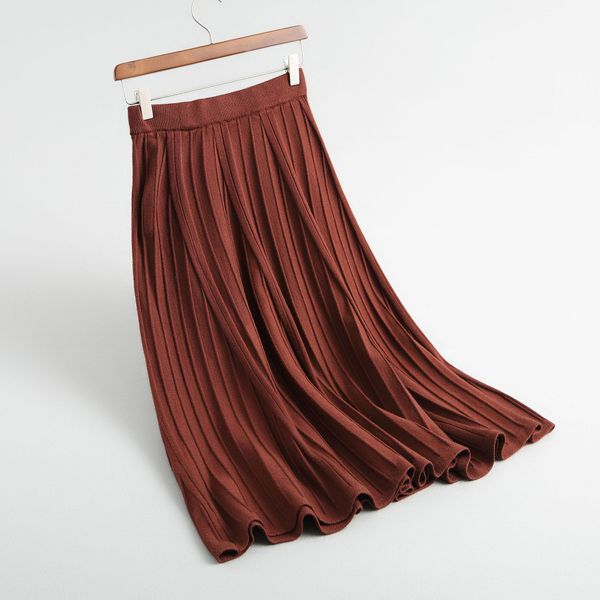 women long skirt pleated fashion high waist solid color beautiful female lady elastic band autumn casual stretchy thicken knitted skirts, Black
women long skirt pleated fashion high waist solid color beautiful female lady elastic band autumn casual stretchy thicken knitted skirts, Black