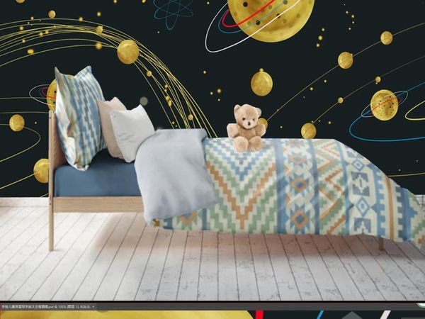 домой deocr на заказ большого стенного 3d обои скандинавского современный мультфильм вселенная мальчик ребенок спальня настенной tv задняя с