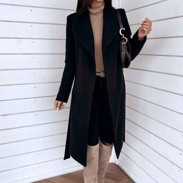 keep warm solid fashion women coat office with waist belt autumn winter streetwear thickened lapel neck daily long sleeve casual, Black
keep warm solid fashion women coat office with waist belt autumn winter streetwear thickened lapel neck daily long sleeve casual, Black