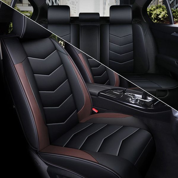 universal pu leather car seat cover 5-seat suv cushions front & rear ful set