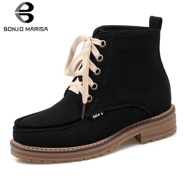 bonjomarisa big size 34-43 lady casual quality ankle boots lace-up solid platform boots women casual med wide heels shoes woman, Black
bonjomarisa big size 34-43 lady casual quality ankle boots lace-up solid platform boots women casual med wide heels shoes woman, Black