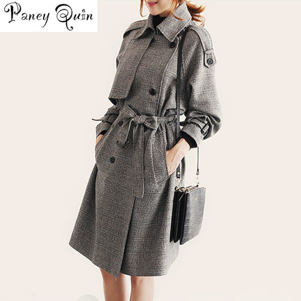women's trench coat windbreaker casual houndstooth pattern with belt button decoration long ladies coats ladies' windbreaker, Tan;black
women's trench coat windbreaker casual houndstooth pattern with belt button decoration long ladies coats ladies' windbreaker, Tan;black