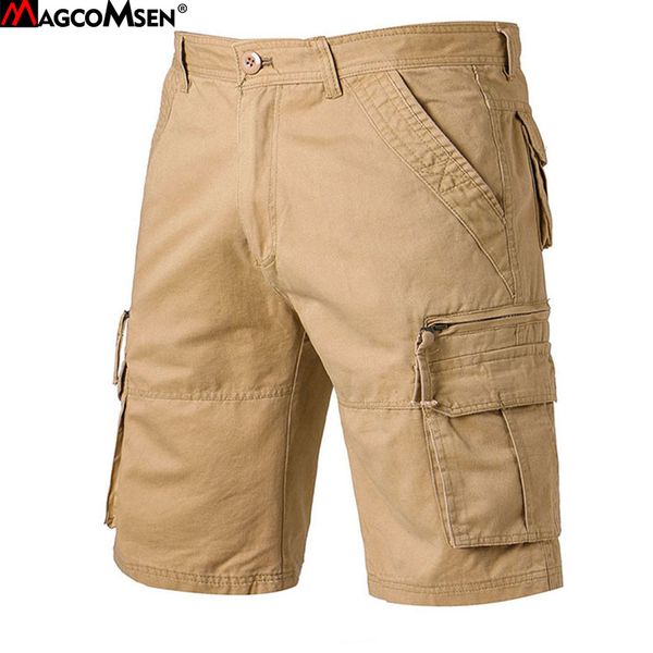 

magcomsen mens shorts summer cargo shorts multi-pockets cotton straight short pants trousers tactical ag-sz-01, White;black