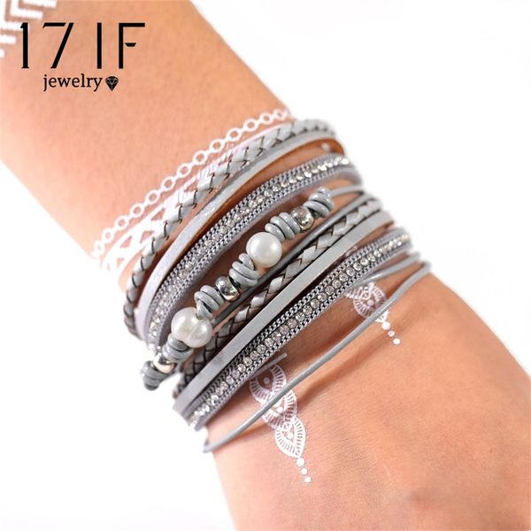17if leather bracelets for women 2019 fashion pearl bracelet ladies bohemian multilayer wide wrap bracelet female jewelry, Golden;silver
17if leather bracelets for women 2019 fashion pearl bracelet ladies bohemian multilayer wide wrap bracelet female jewelry, Golden;silver