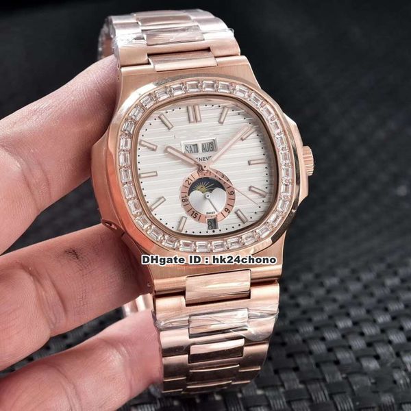 16 style nautilus baguette diamond moon phas automatic mens watch 5726/1 diamonds bezel white dial rose gold steel strap gents watches, Slivery;brown
16 style nautilus baguette diamond moon phas automatic mens watch 5726/1 diamonds bezel white dial rose gold steel strap gents watches, Slivery;brown