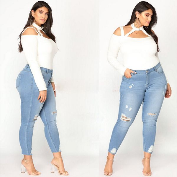 women plus size ripped stretch slim soft and comfortable denim skinny jeans pants high waist trousers l50/0130, Blue
women plus size ripped stretch slim soft and comfortable denim skinny jeans pants high waist trousers l50/0130, Blue