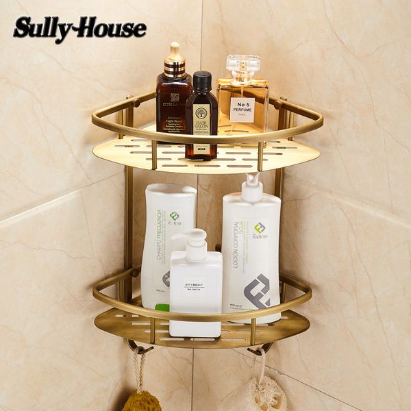 sully house antique brass bathroom corner basket shelf,bronze dual tier shelves with 2 robe hook,shampoo soap cosmetic rack
sully house antique brass bathroom corner basket shelf,bronze dual tier shelves with 2 robe hook,shampoo soap cosmetic rack