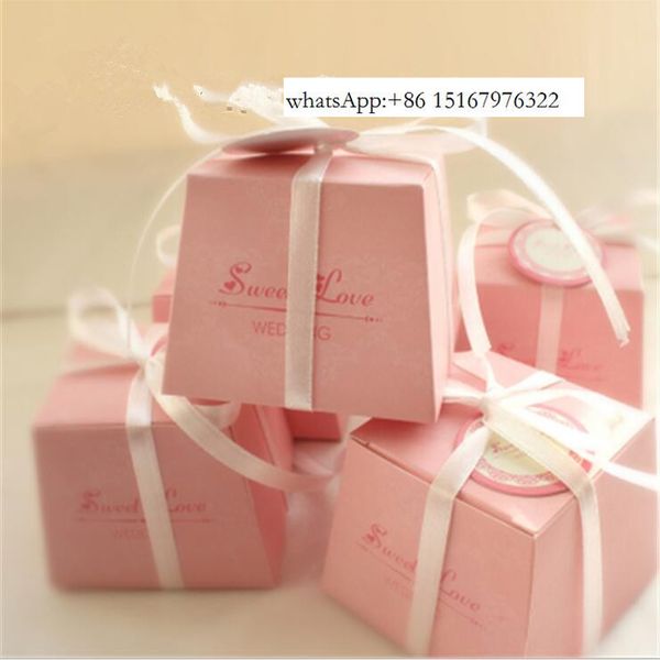 100 pcs wedding favors supplies pink / purple trapezoid sweet love candy boxes gift box with ribbons & cards
100 pcs wedding favors supplies pink / purple trapezoid sweet love candy boxes gift box with ribbons & cards