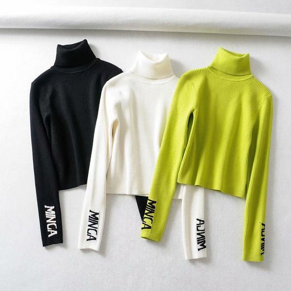 2019 autumn winter women's sweaters casual turtleneck long sleeve slim knitted letter women pullovers sweaters, White;black
2019 autumn winter women's sweaters casual turtleneck long sleeve slim knitted letter women pullovers sweaters, White;black