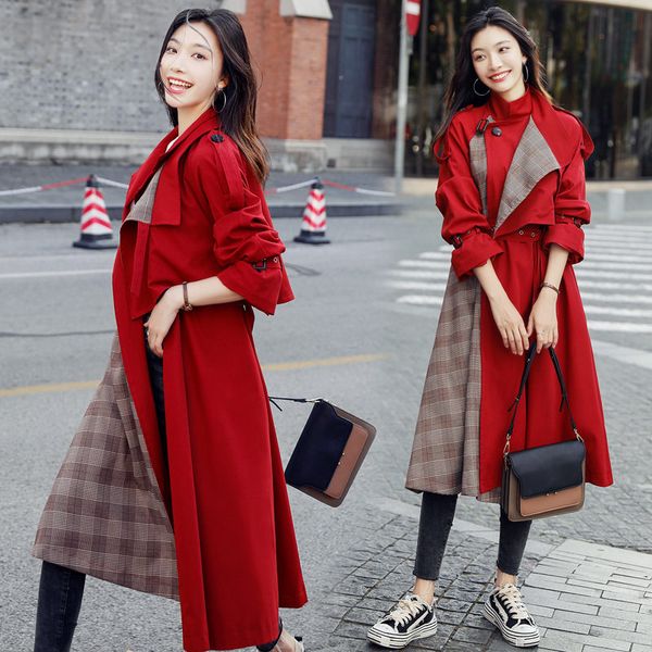 autumn fashion plaid stitching trench coat comfortable simple and refreshing self-cultivation trend coat feminino spring f2633, Tan;black
autumn fashion plaid stitching trench coat comfortable simple and refreshing self-cultivation trend coat feminino spring f2633, Tan;black