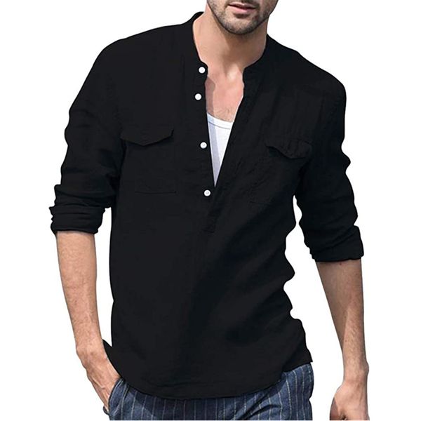 european and american new cotton and linen plain long sleeve shirt youth casual collar loose long sleeve shirt, White;black
european and american new cotton and linen plain long sleeve shirt youth casual collar loose long sleeve shirt, White;black