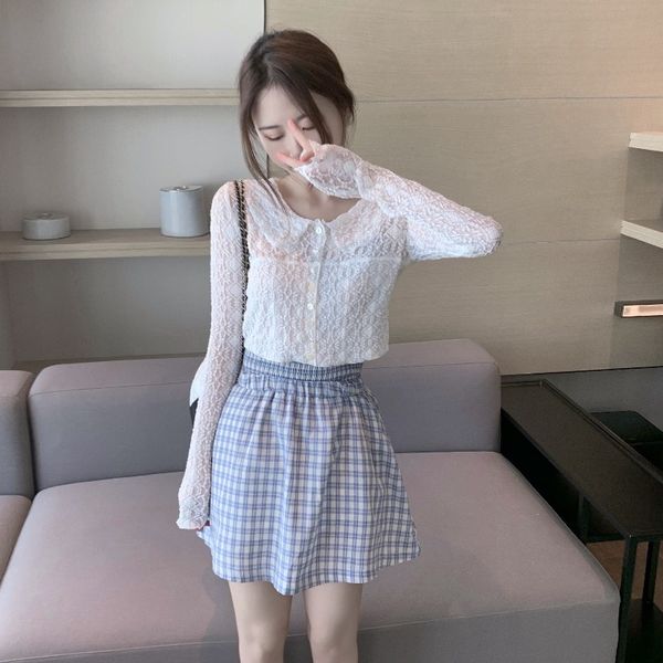 nana fashion womens clothing store short full lace small shirt high waist plaid skirt early autumn dress 2020 new style, Black
nana fashion womens clothing store short full lace small shirt high waist plaid skirt early autumn dress 2020 new style, Black