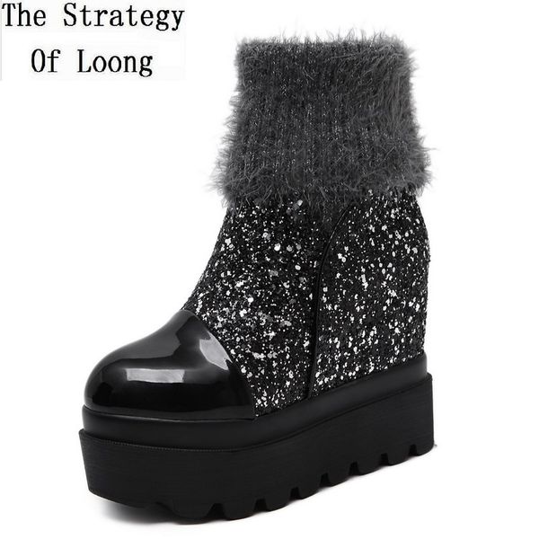 korean style 12 cm super high heels spring autumn women bling platform half knitting boots winter ladies mid-calf boots 191222, Black
korean style 12 cm super high heels spring autumn women bling platform half knitting boots winter ladies mid-calf boots 191222, Black