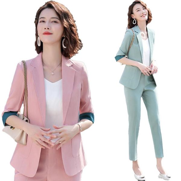 new 2020 casual pink blazer for women pant suits half sleeve jacket sets ladies work wear business clothes suits office sets, White;black
new 2020 casual pink blazer for women pant suits half sleeve jacket sets ladies work wear business clothes suits office sets, White;black