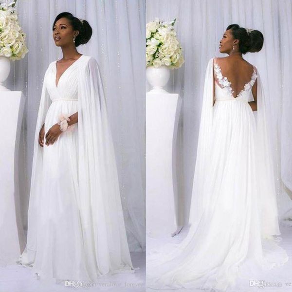 african bohemian wedding dresses 2019 v neck lace appliques sweep train cap sleeves boho bridal dress custom made beach wedding gowns, White
african bohemian wedding dresses 2019 v neck lace appliques sweep train cap sleeves boho bridal dress custom made beach wedding gowns, White