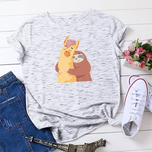 summer tshirt funny cartoon cotton tee shirt women alpaca sloth print basic t-shirt short sleeve casual large size korean, White
summer tshirt funny cartoon cotton tee shirt women alpaca sloth print basic t-shirt short sleeve casual large size korean, White