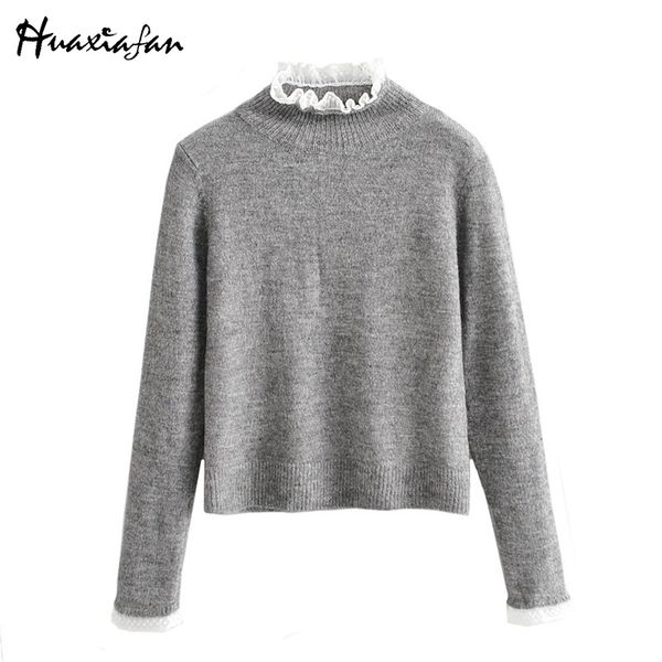 women's sweaters huaxiafan solid basic pullover female autumn long sleeve casual office wear ruffles grey o neck, White;black
women's sweaters huaxiafan solid basic pullover female autumn long sleeve casual office wear ruffles grey o neck, White;black